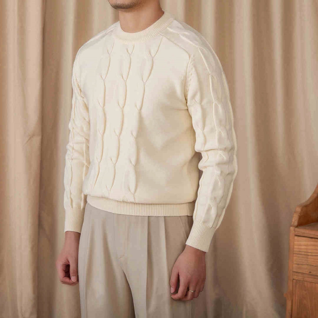 Round-neck Long-sleeved Pullover Jacquard Slim-fit Stretch Sweater - enhanced image 2
