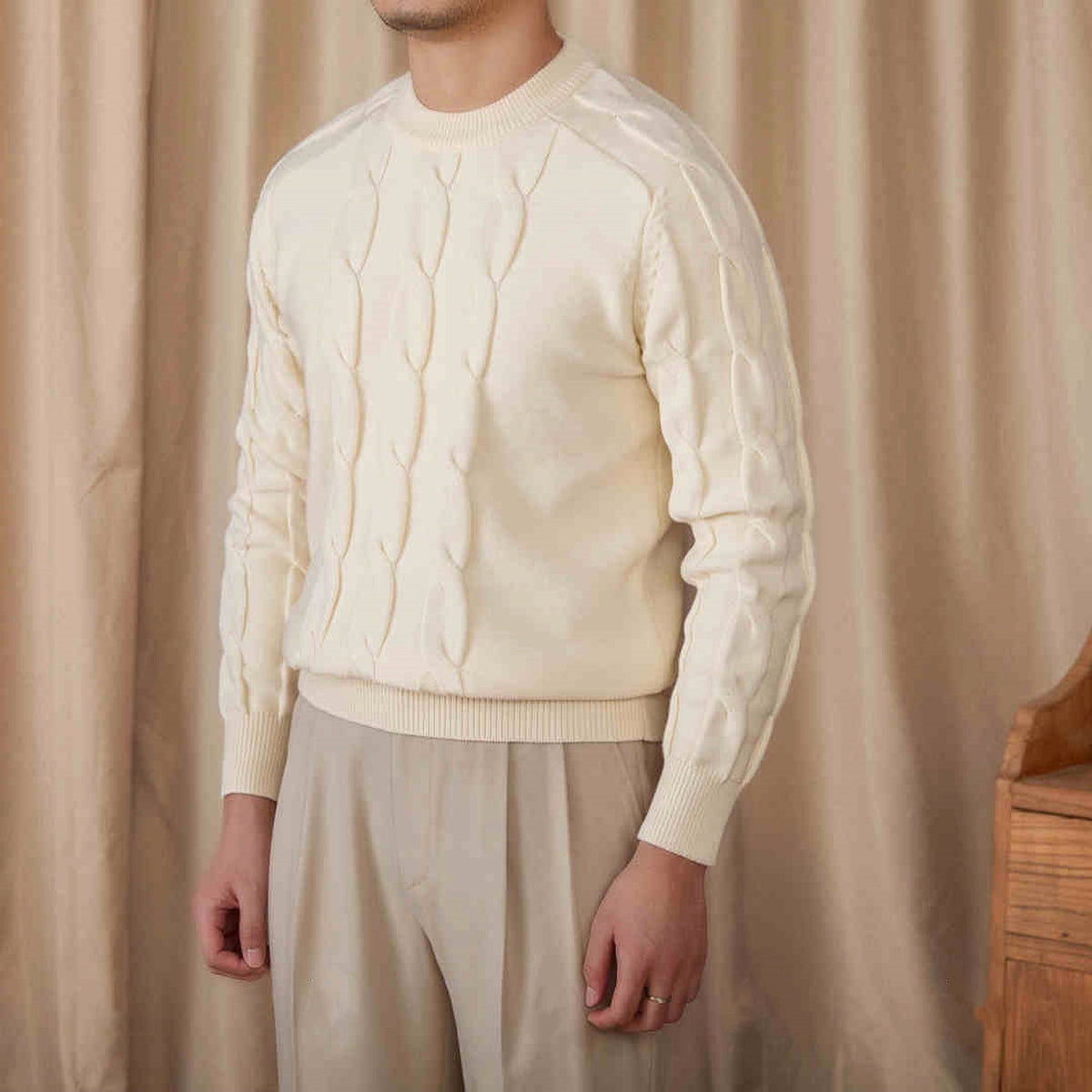 Round-neck Long-sleeved Pullover Jacquard Slim-fit Stretch Sweater - enhanced image 2