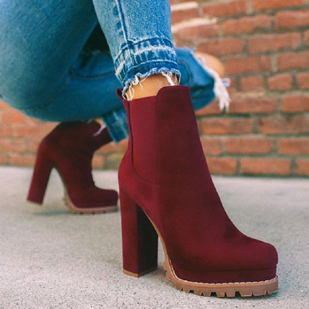 Round-toe Ankle Boots Solid Leopard Print - enhanced image 2