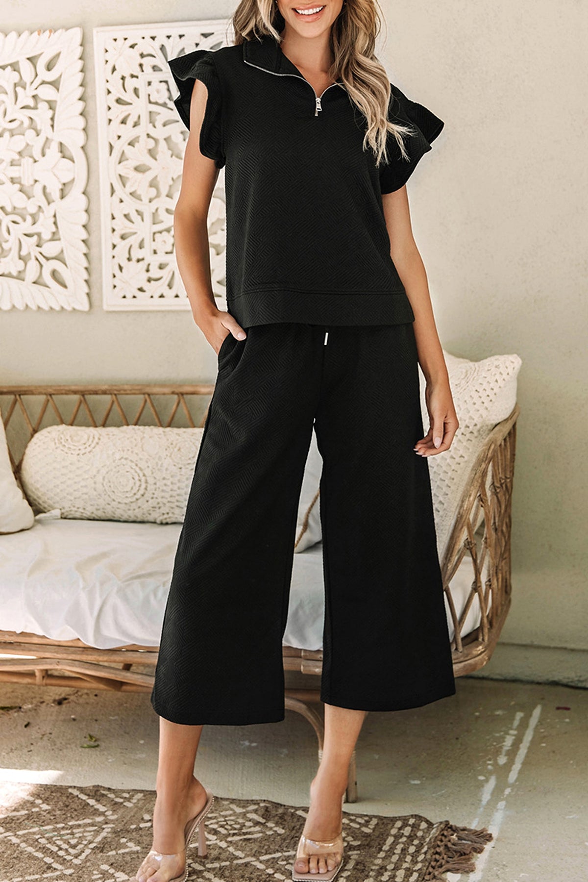 A1. Ruffle Edge Pants Two-piece Set For Women - enhanced image 2