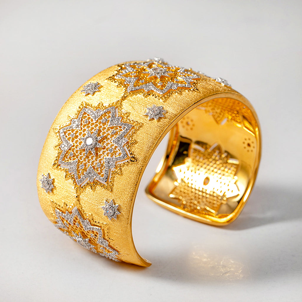 S925 Silver Gold-plated Zirconium Hollow Fine To Retro And Elegant - enhanced image 2