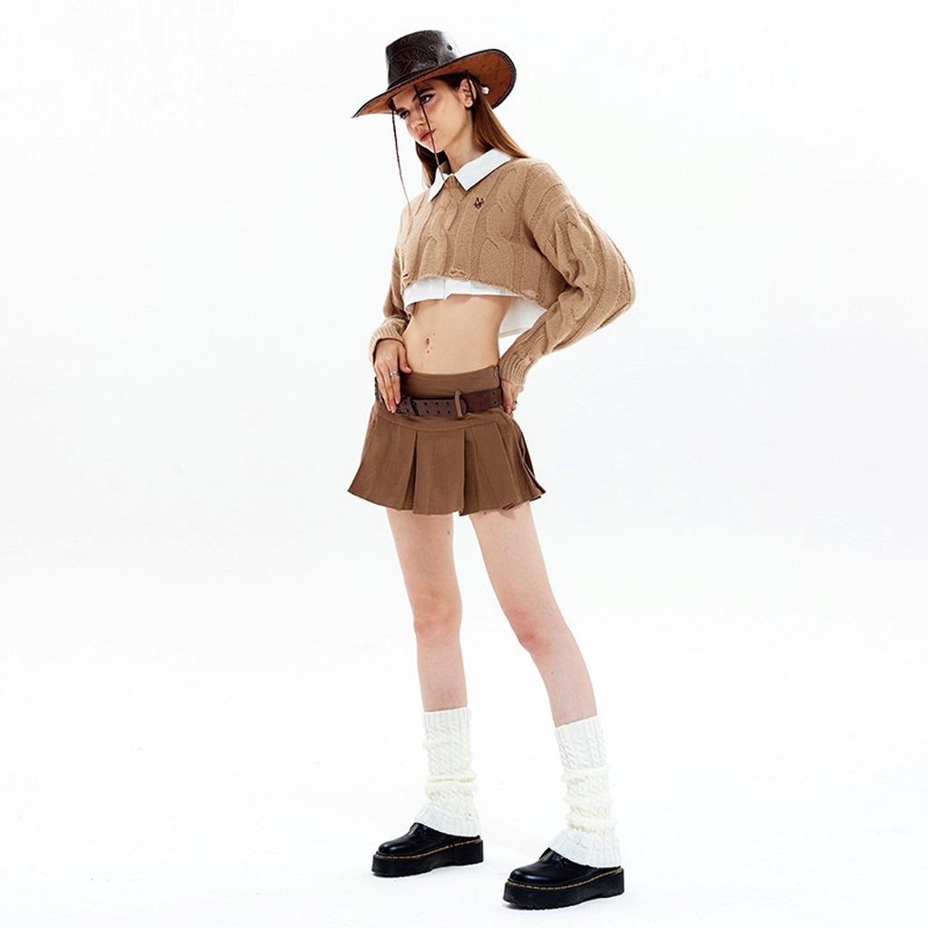 Short Long Sleeve Lazy Wind Pullover Knit Sweater Spice Girl Crew Neck Top Women - enhanced image 2