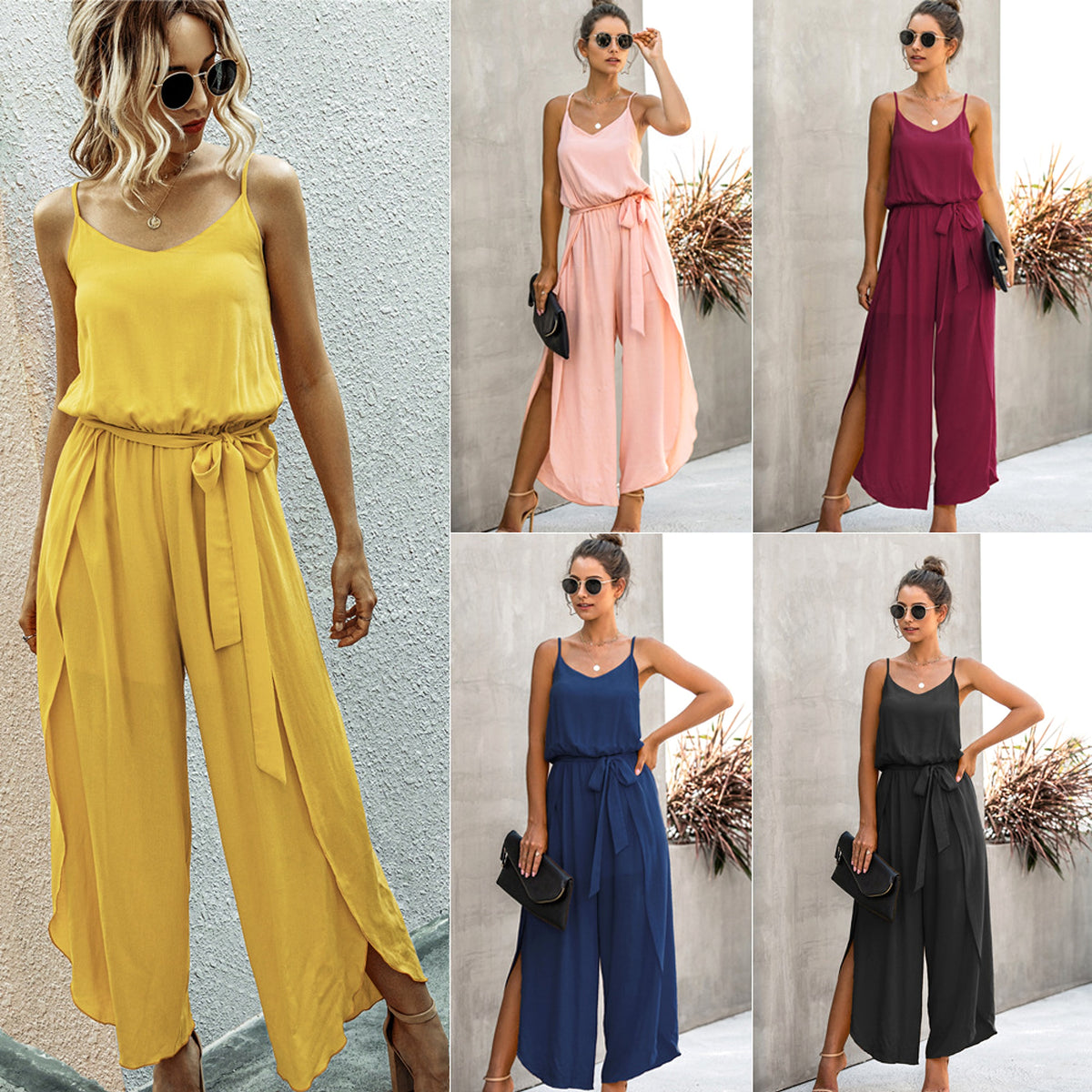 Side split female jumpsuit - enhanced image 2