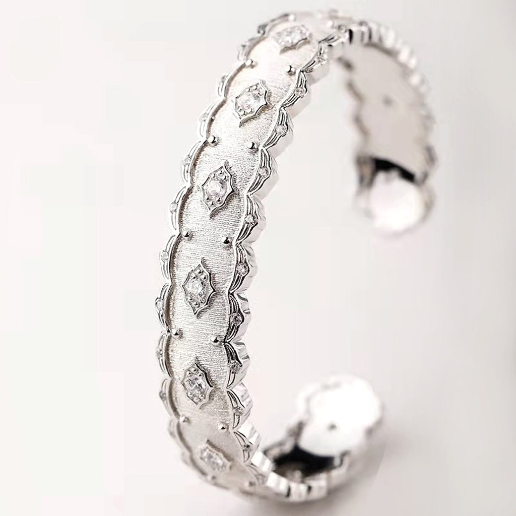 Silver Gold Plated Court Diamond Inlay Bracelet - enhanced image 2