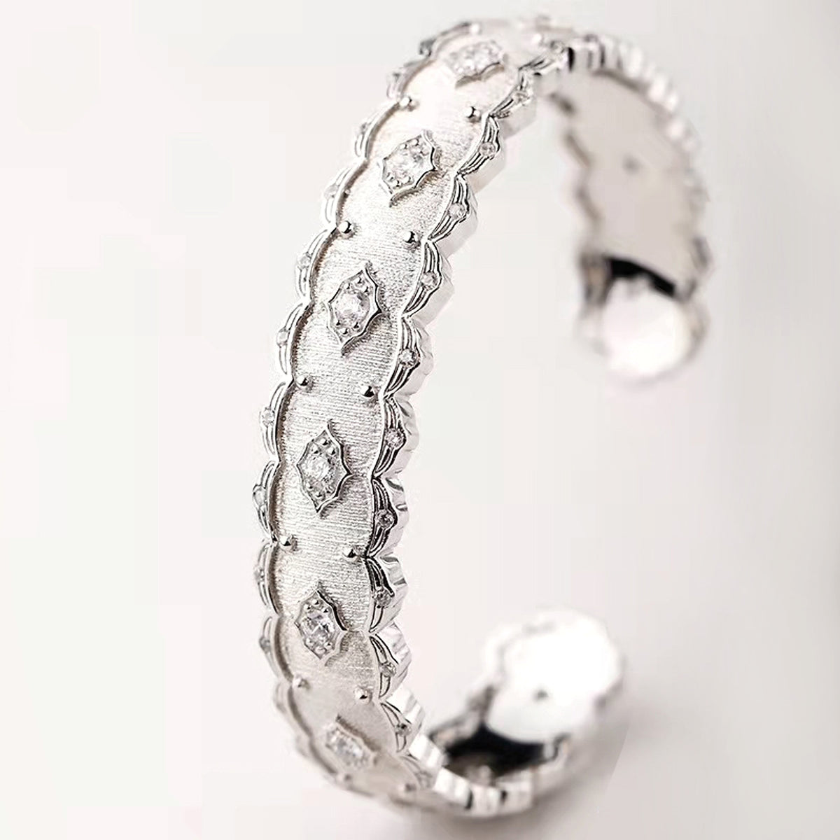 Silver Gold Plated Court Diamond Inlay Bracelet - enhanced image 2