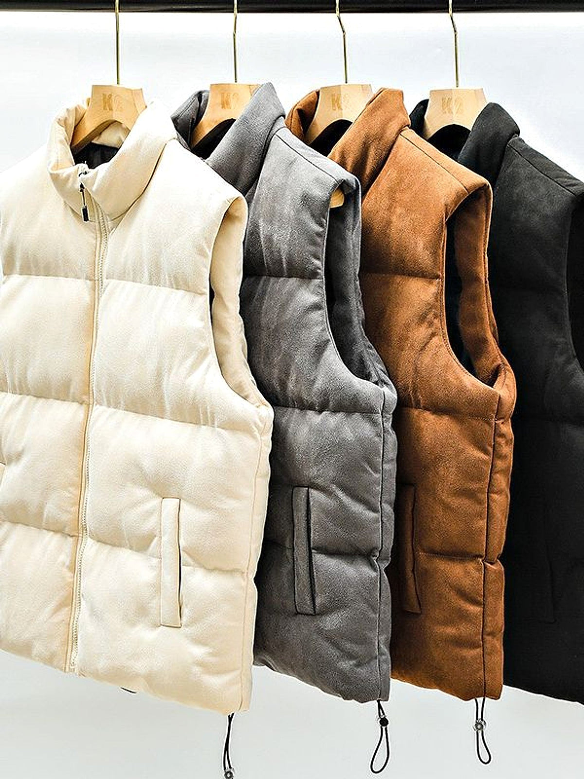 Simple Stand-up Collar Cotton-padded Clothes Vest For Men