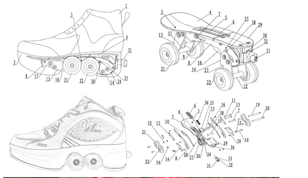 Single And Double Roller Skates For Boys And Girls Burst Walking With Wheels Student Deformed - enhanced image 2