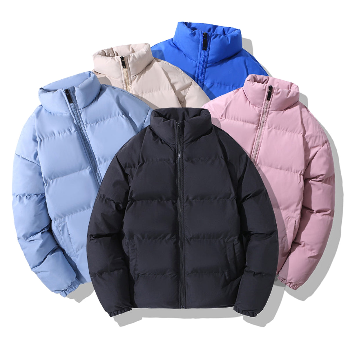 Solid Color Casual Cotton-padded Jacket Men's Clothing - enhanced image 2