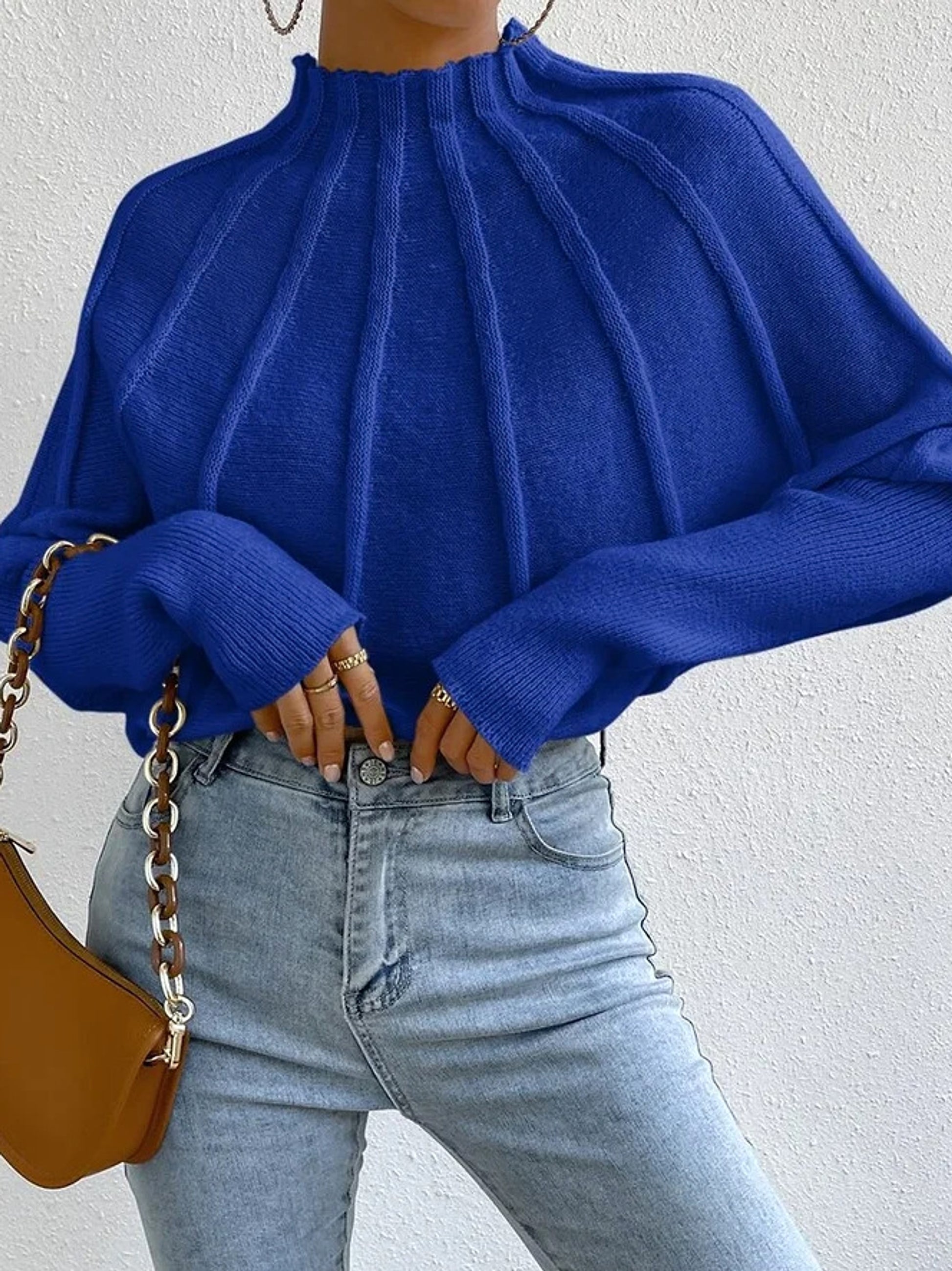 Solid Color Loose Spider Mesh Casual Short Sweater Women - enhanced image 2