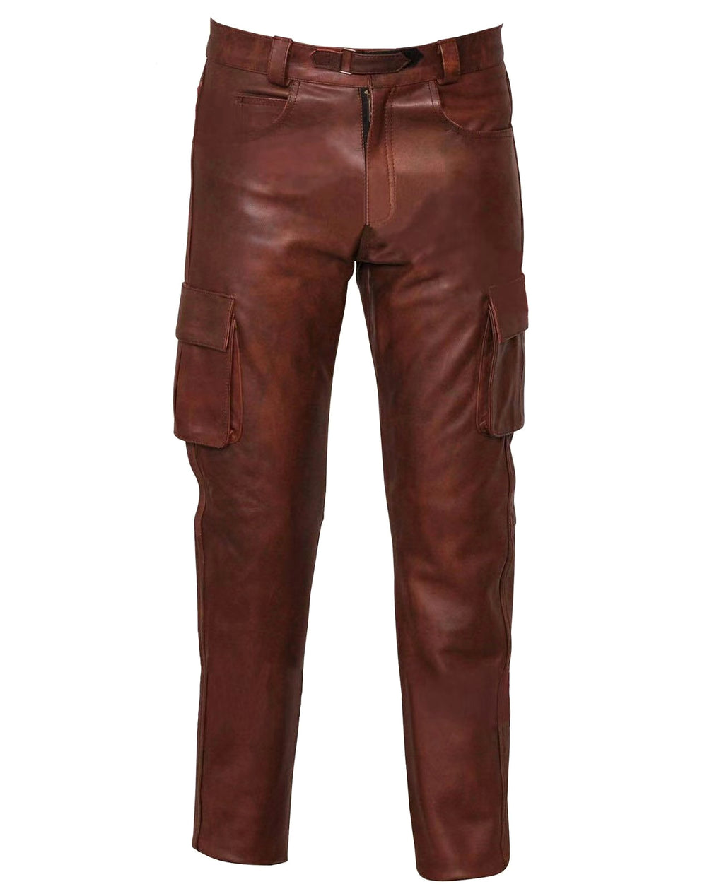 Solid Color Men's PU Leather Men Jeans Pants - enhanced image 2