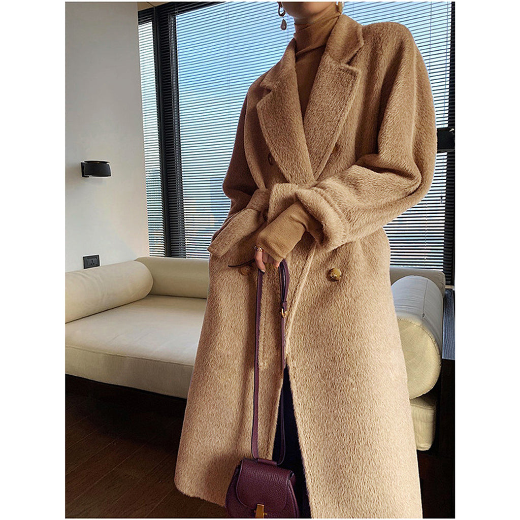 Solid Sail Sheep Camel Coat – Luxury & Warmth for Winter Elegance - enhanced image 2