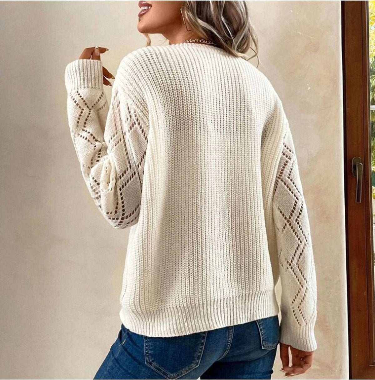 Spring And Autumn V-neck Sweater New Loose Casual Women - enhanced image 2