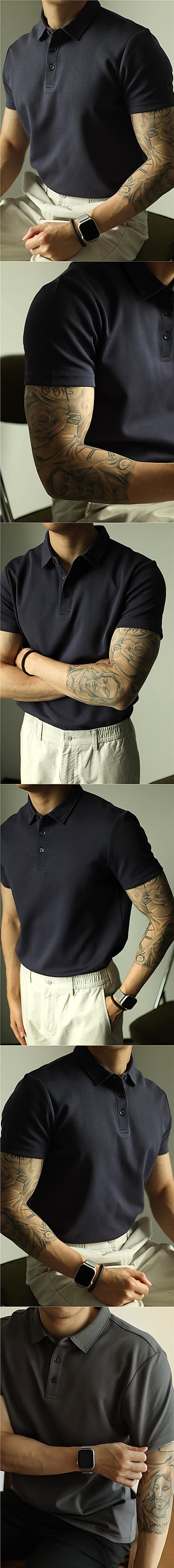 Chic Summer Polo: Modern Lapel Short Sleeve Shirt - enhanced image 2