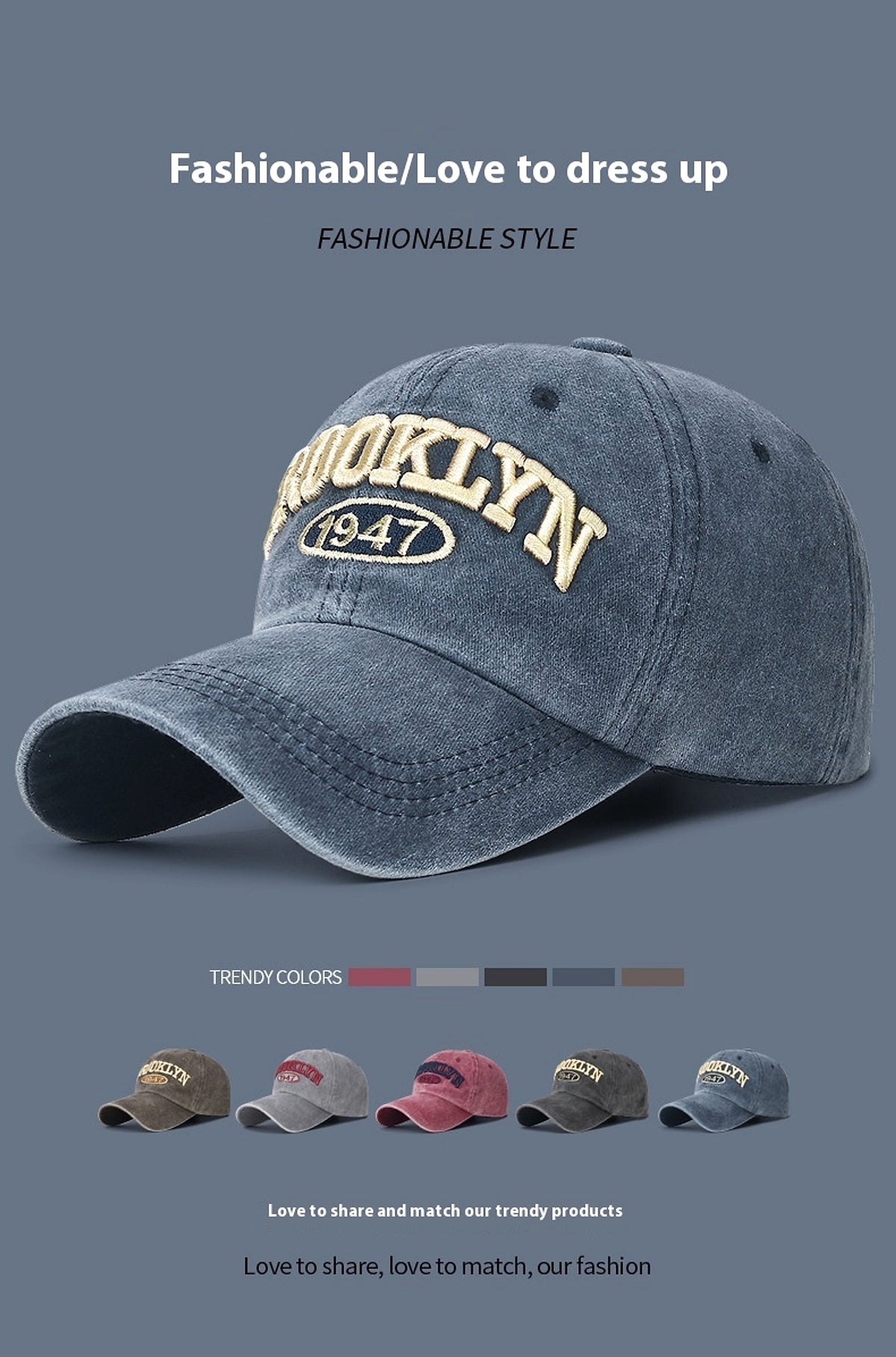 Spring And Summer Sun Protection Men's Retro Washed Letters Embroidered Peaked Cap - enhanced image 2