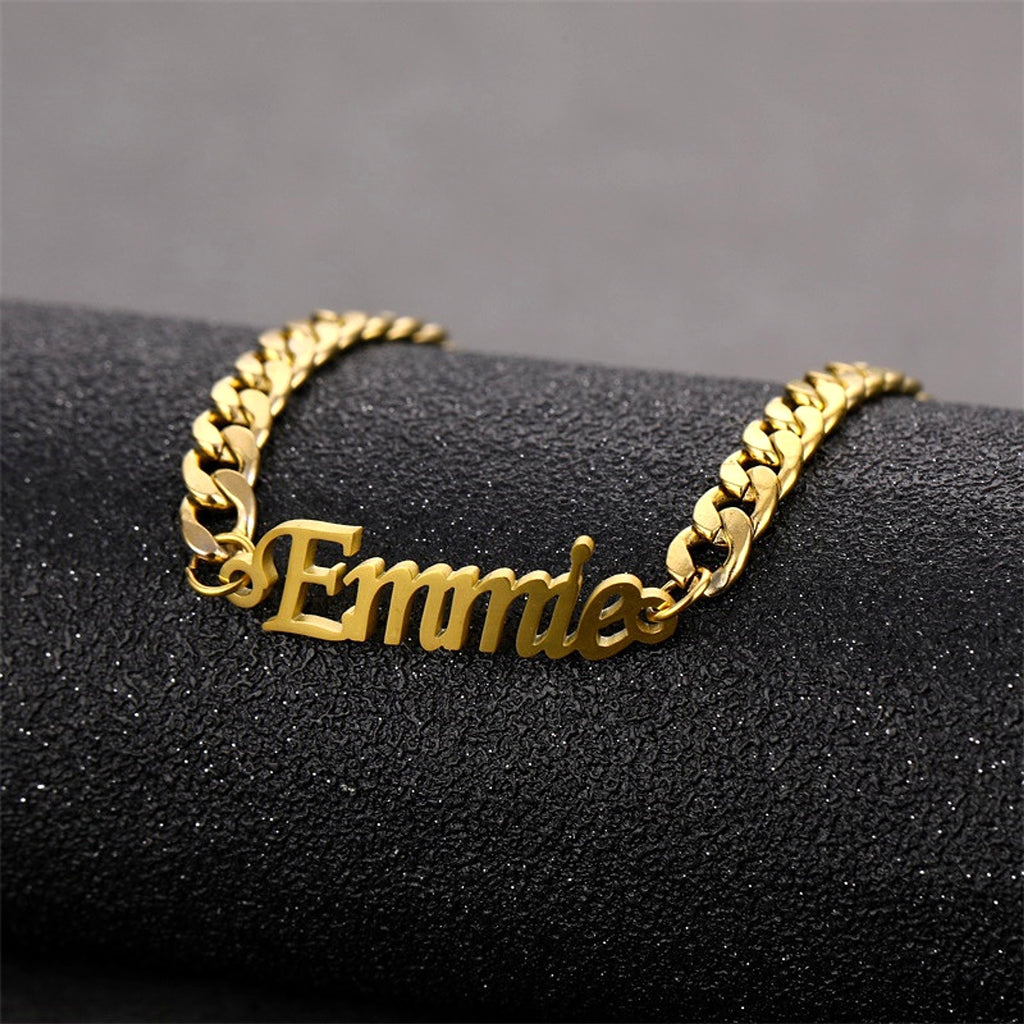 Stainless Steel 4mm Cuban Chain Custom Name Men's Classic Bracelet - enhanced image 2