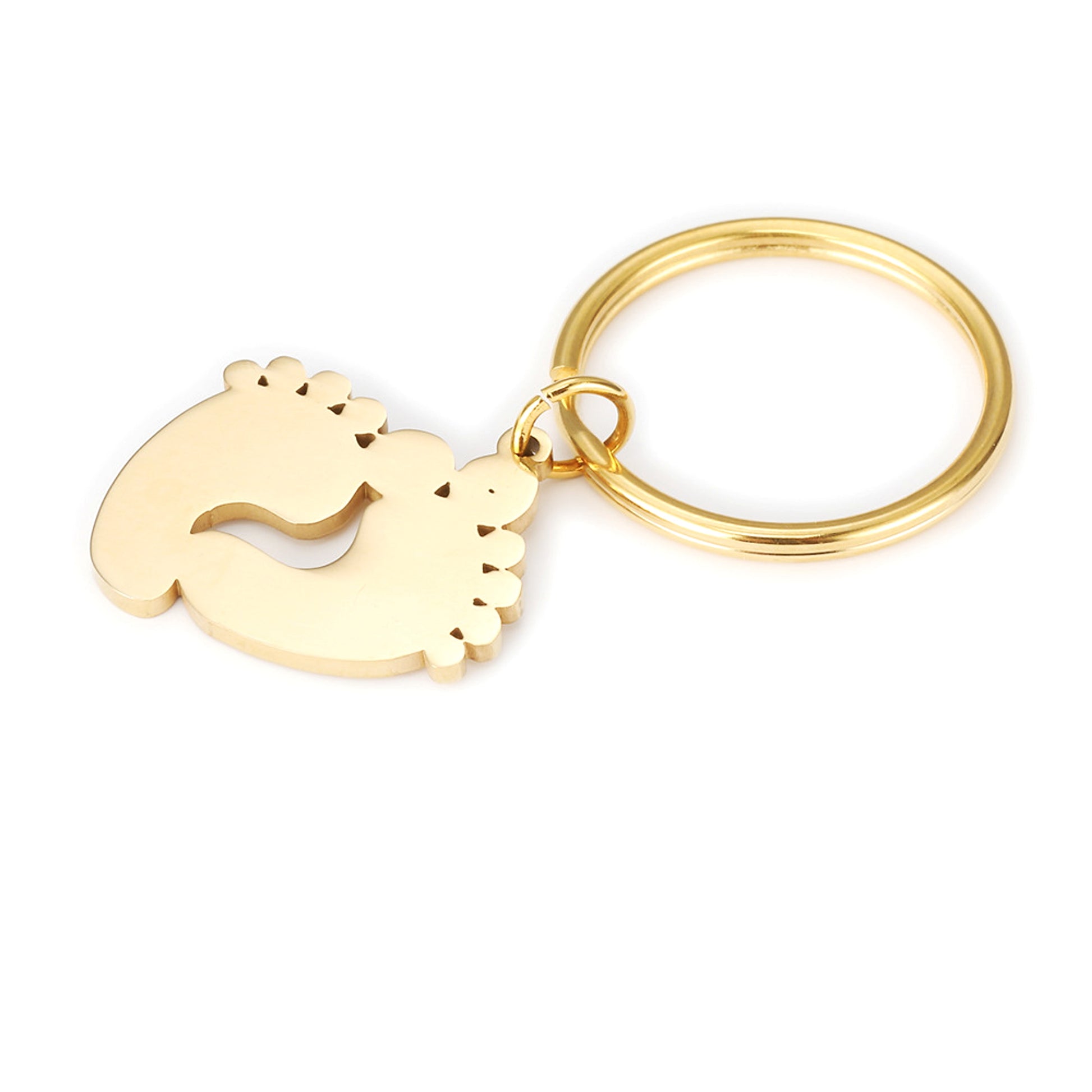 Two-Tone Stainless Steel Footprint Keychain – A Symbol of Love & Connection - enhanced image 2