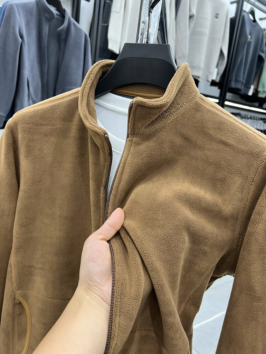 Stand Collar Zipper Thermal Polar Fleece Men's Coat - enhanced image 2