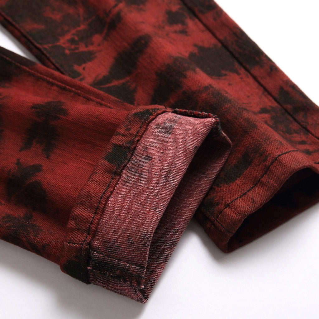 Stretch Tie Dyed Red Brick Men 's Jeans - enhanced image 2