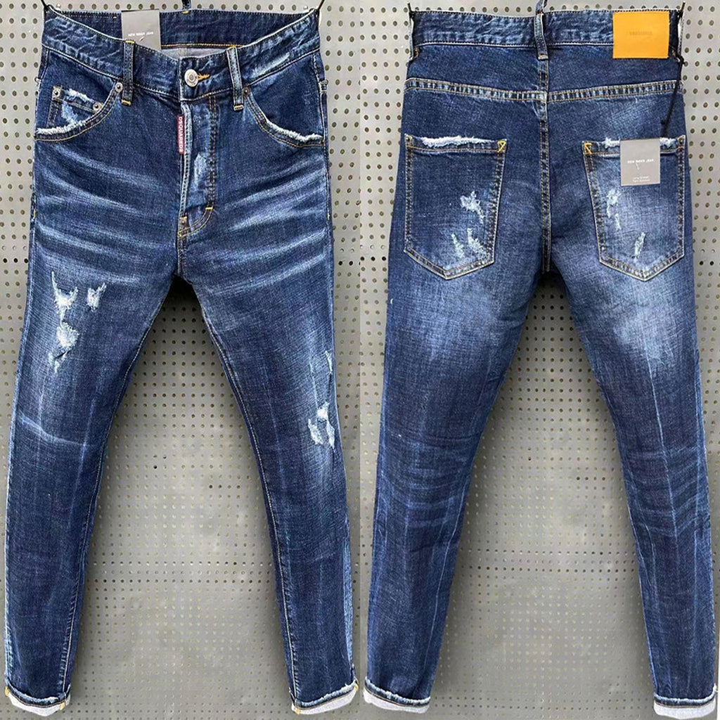 A1. Tatting Splash Paint Men's Slim-fit Patch Stretch DSQ Jeans - enhanced image 2
