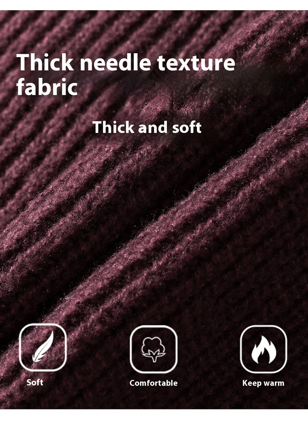 Thick Needle Sunken Stripe Texture Sweater Men's Autumn And Winter Solid Color Coat - enhanced image 2