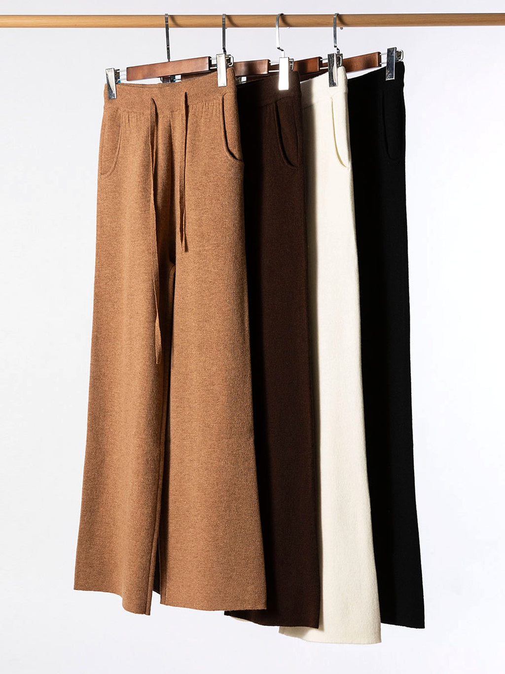 Thick Version Soft Glutinous Wool Drawstring High Waist Straight Wide Leg Pants - enhanced image 2