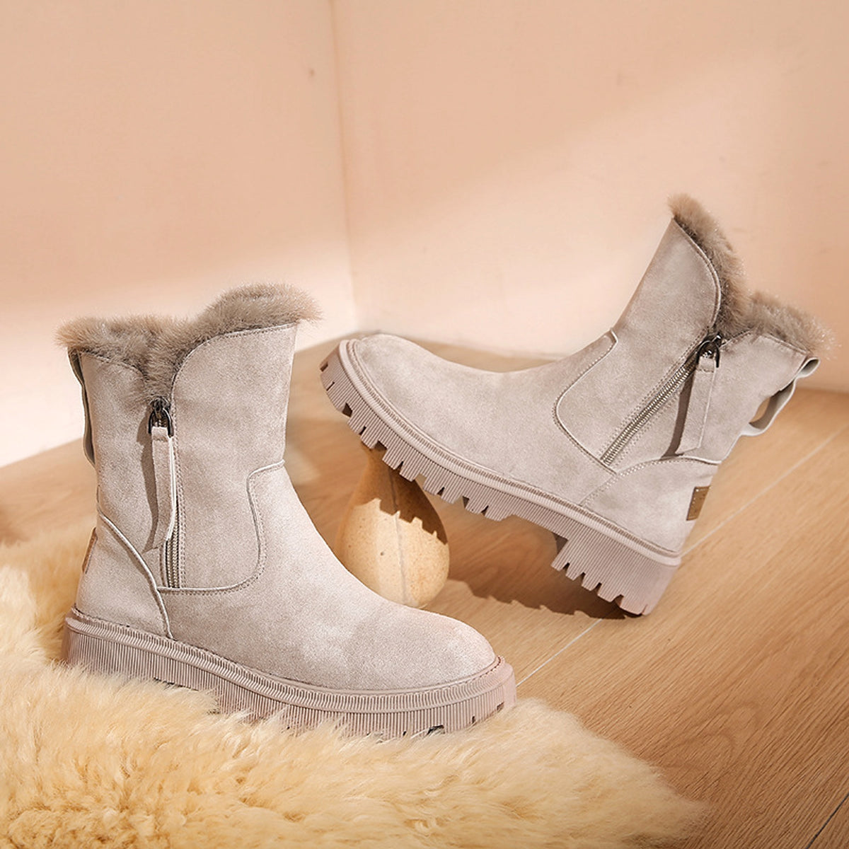 Trade Cotton-padded Shoes Fur Snow Boots Fleece-lined Casual Martin - enhanced image 2