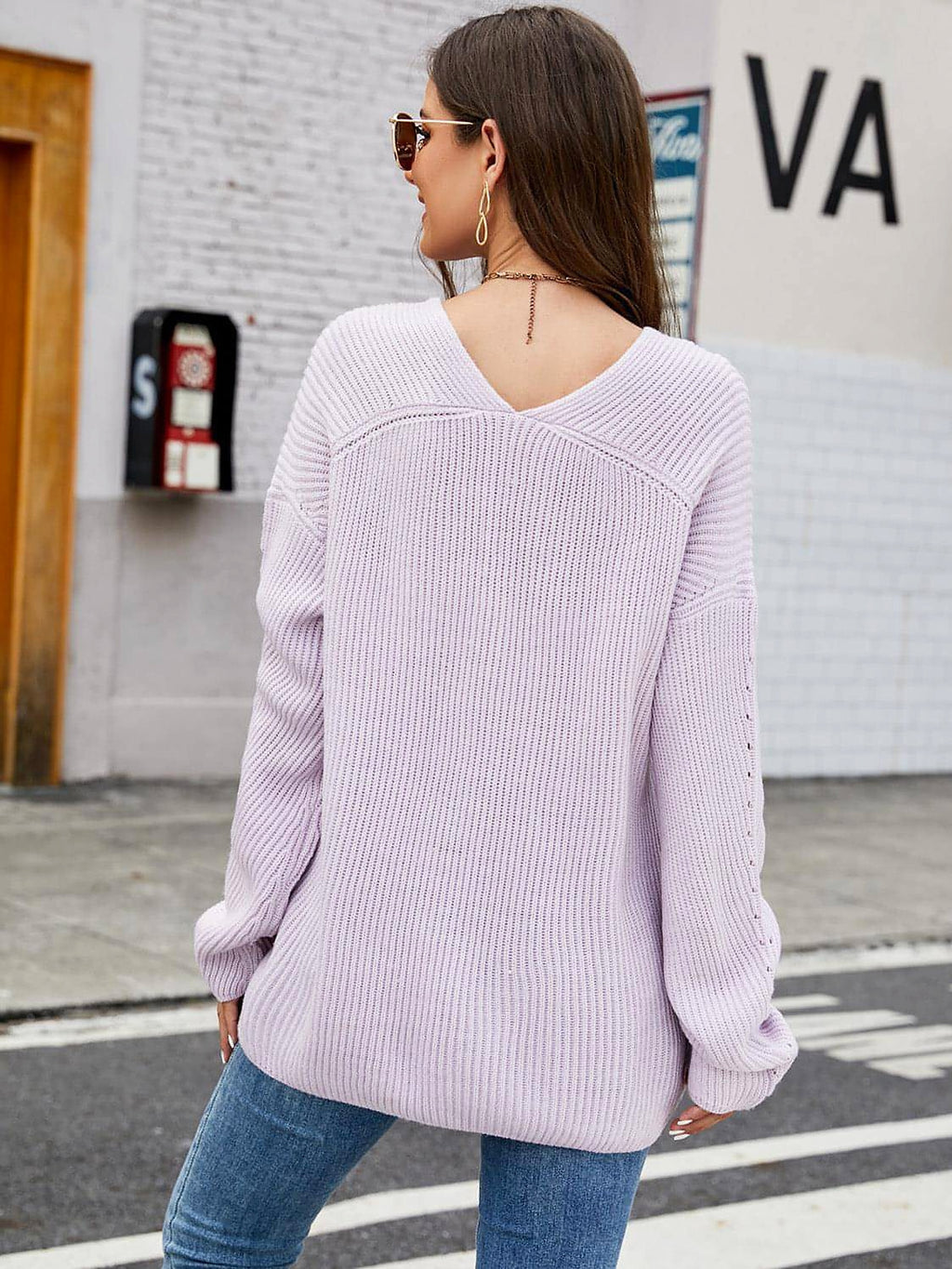 V-Neck Rib-Knit Top - enhanced image 2