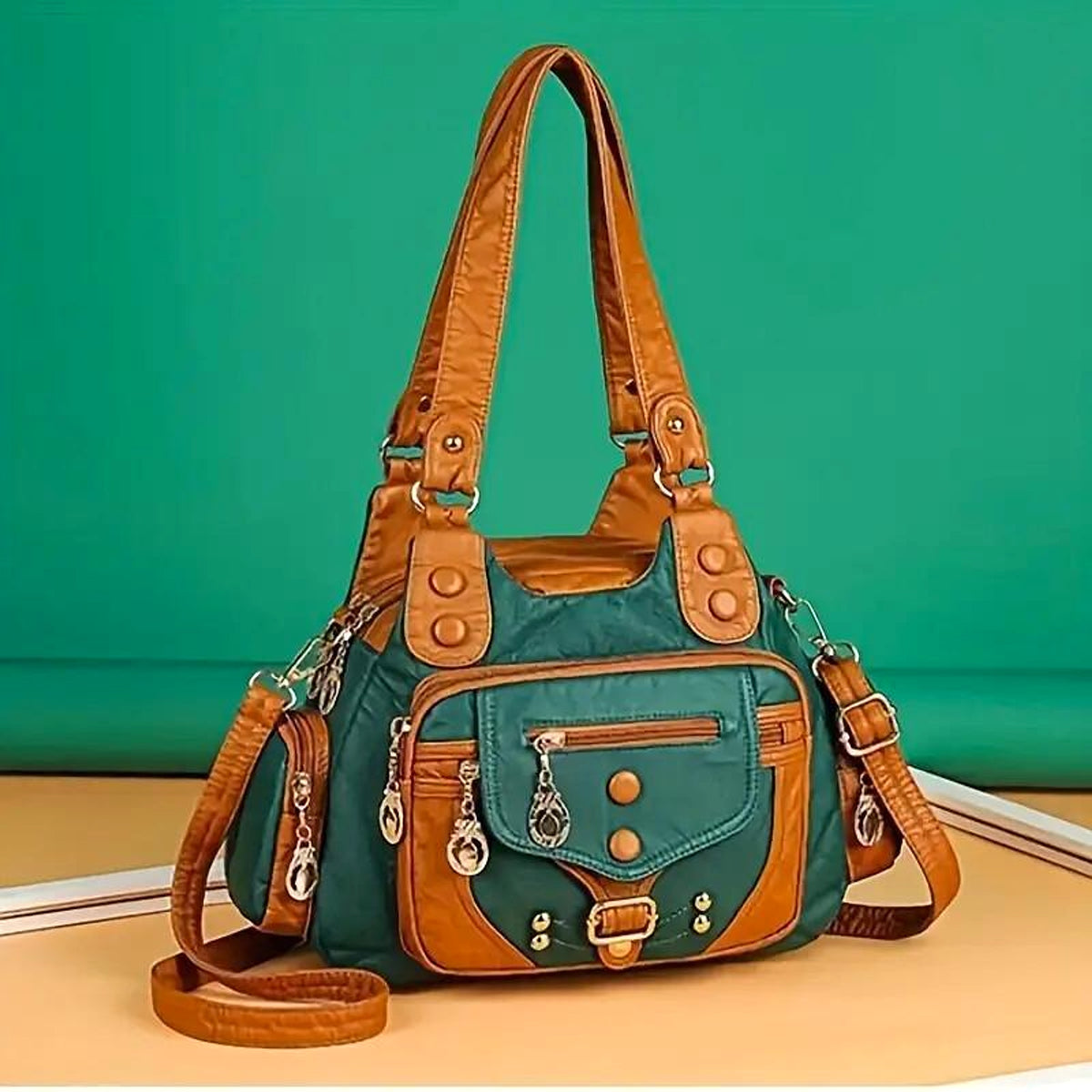 VALENZIA™ Vintage Leather Canvas Bag - enhanced image 2
