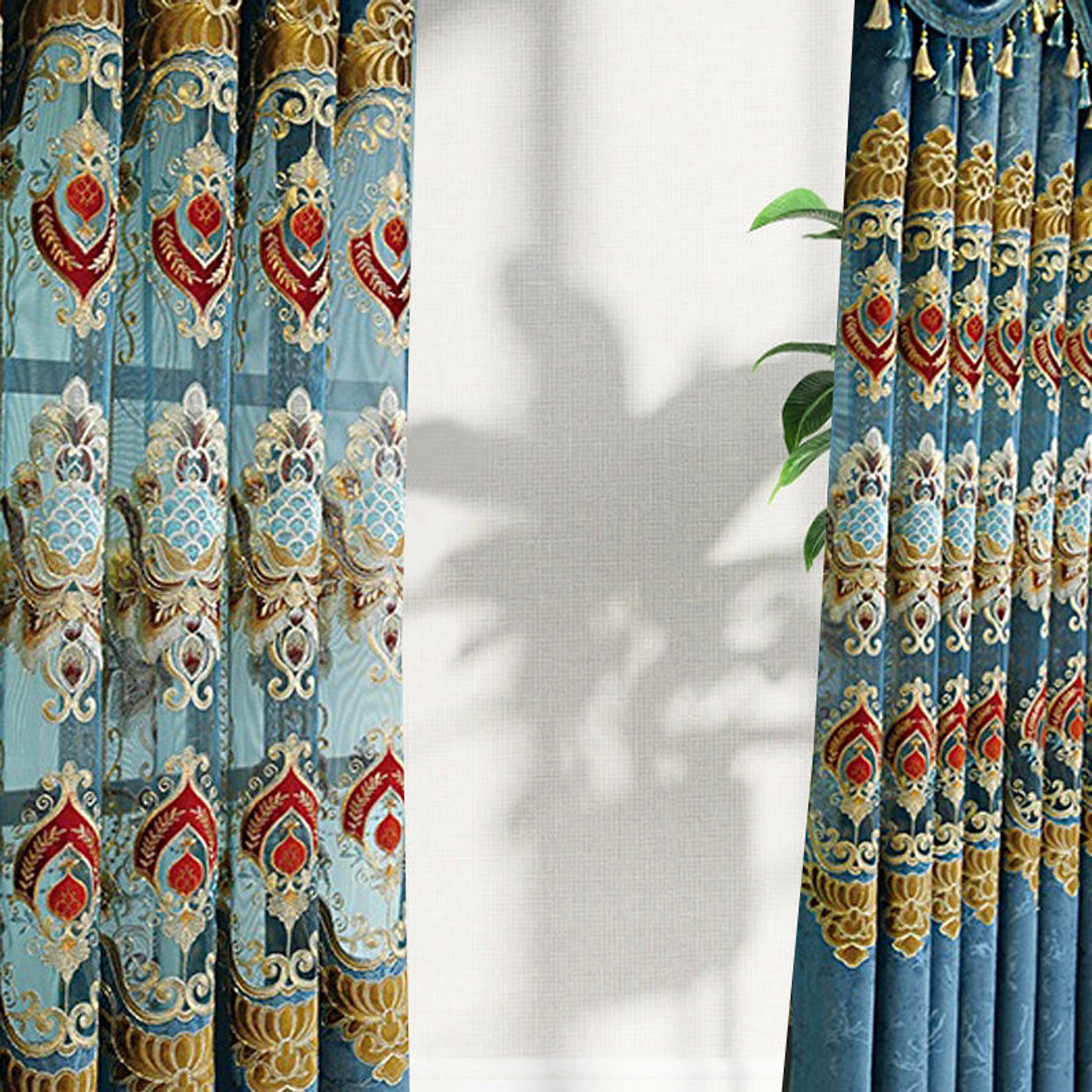 VeluRomi™ – Modern Velvet Embroidered Curtains for Light-Proof Elegance - enhanced image 2