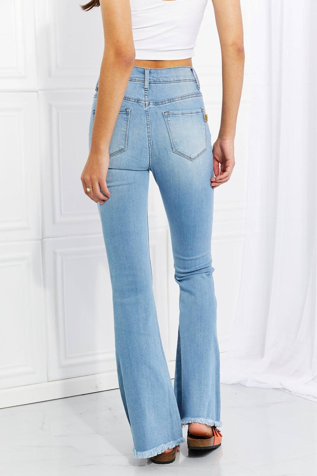 Vibrant MIU Full Size Jess Button Flare Jeans - enhanced image 2