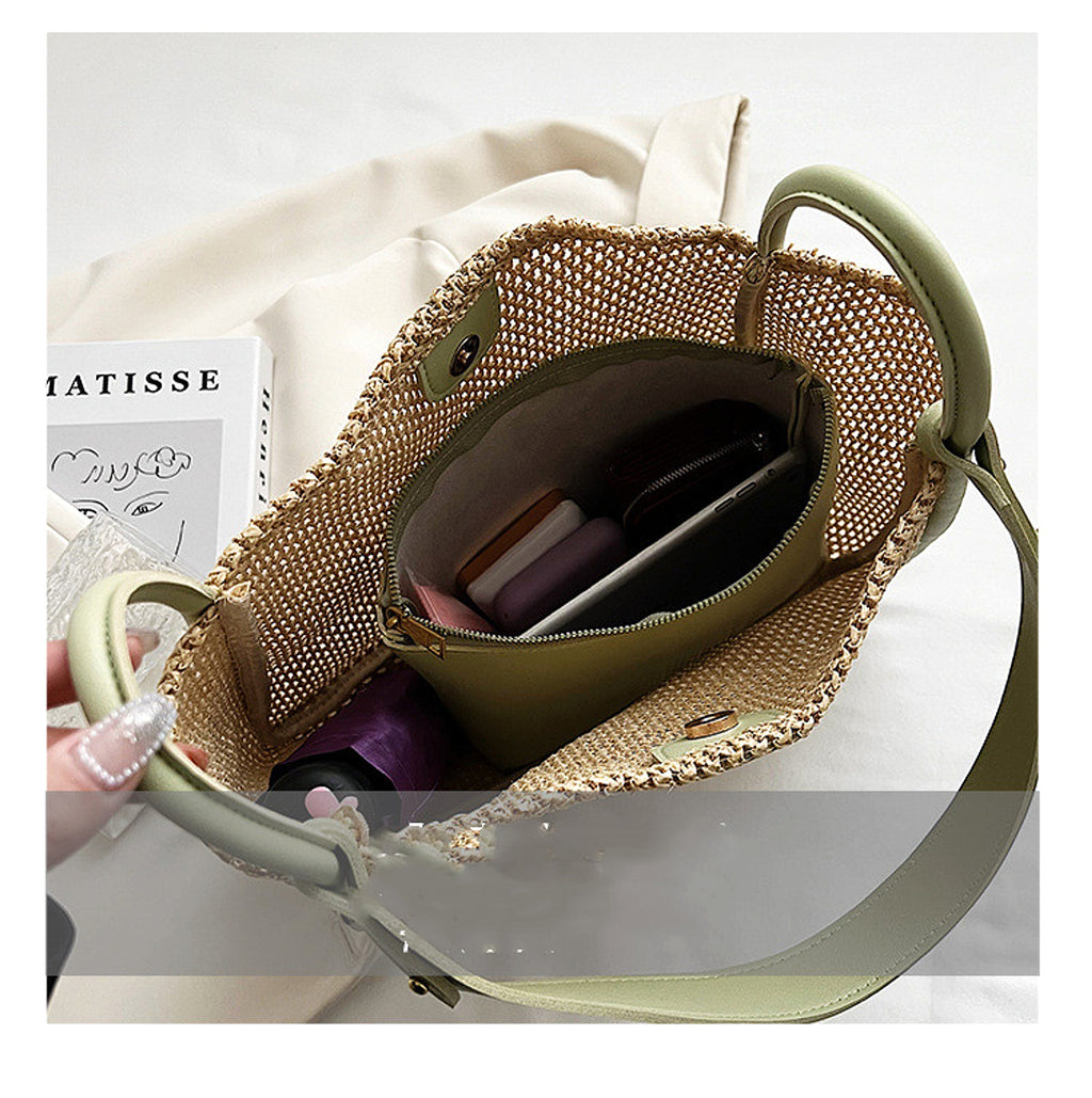 WeaveEase™ – Two-Tone Contrast Woven Shoulder Bag - enhanced image 2