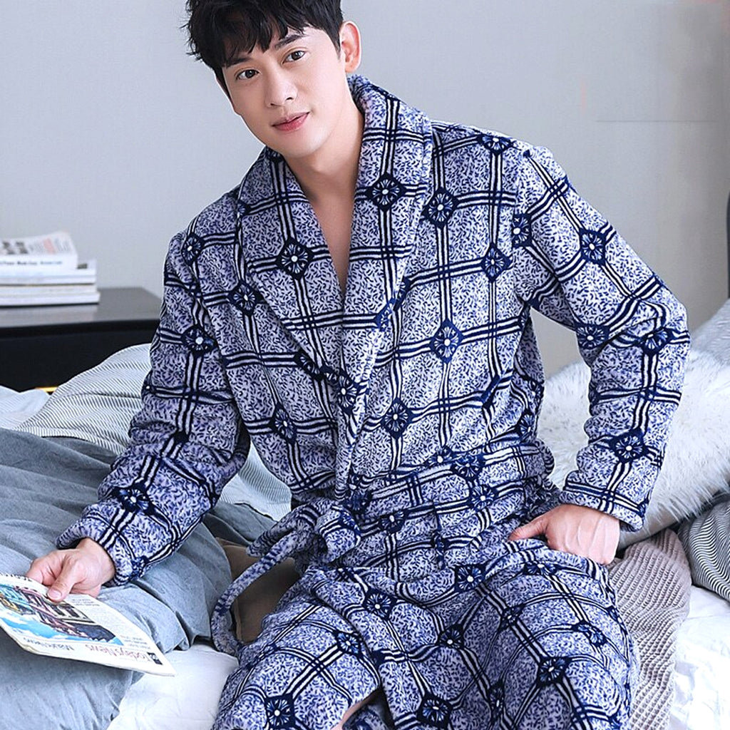 Winter Bathrobe Coral Fleece Couple Pajamas - enhanced image 2