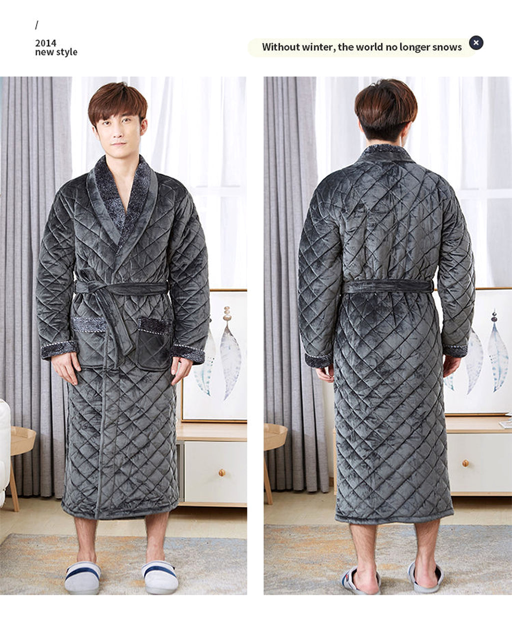 Winter Pajamas Men'S Winter Thickened Long Pajamas Plus Velvet - enhanced image 2