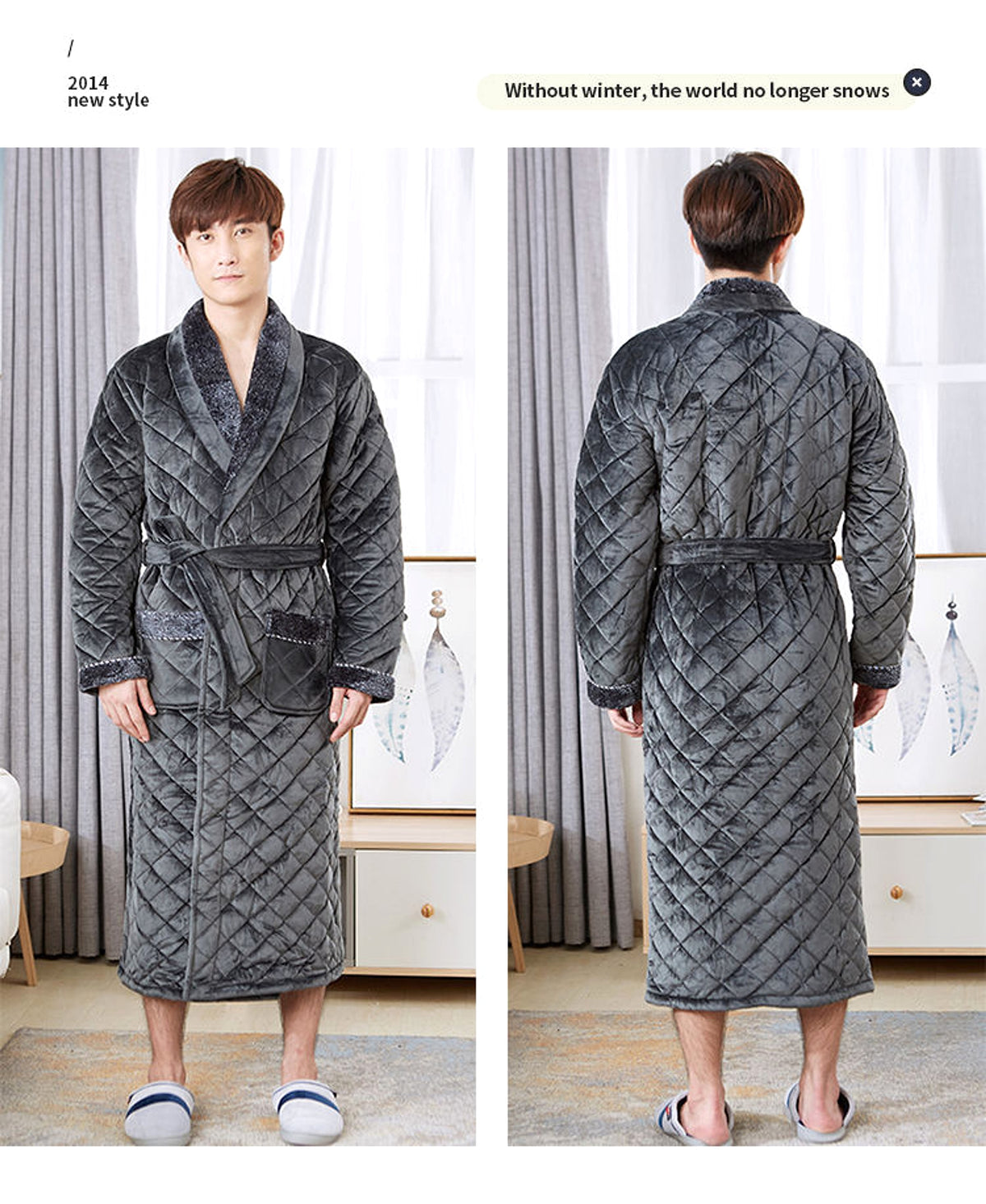 Winter Pajamas Men'S Winter Thickened Long Pajamas Plus Velvet - enhanced image 2
