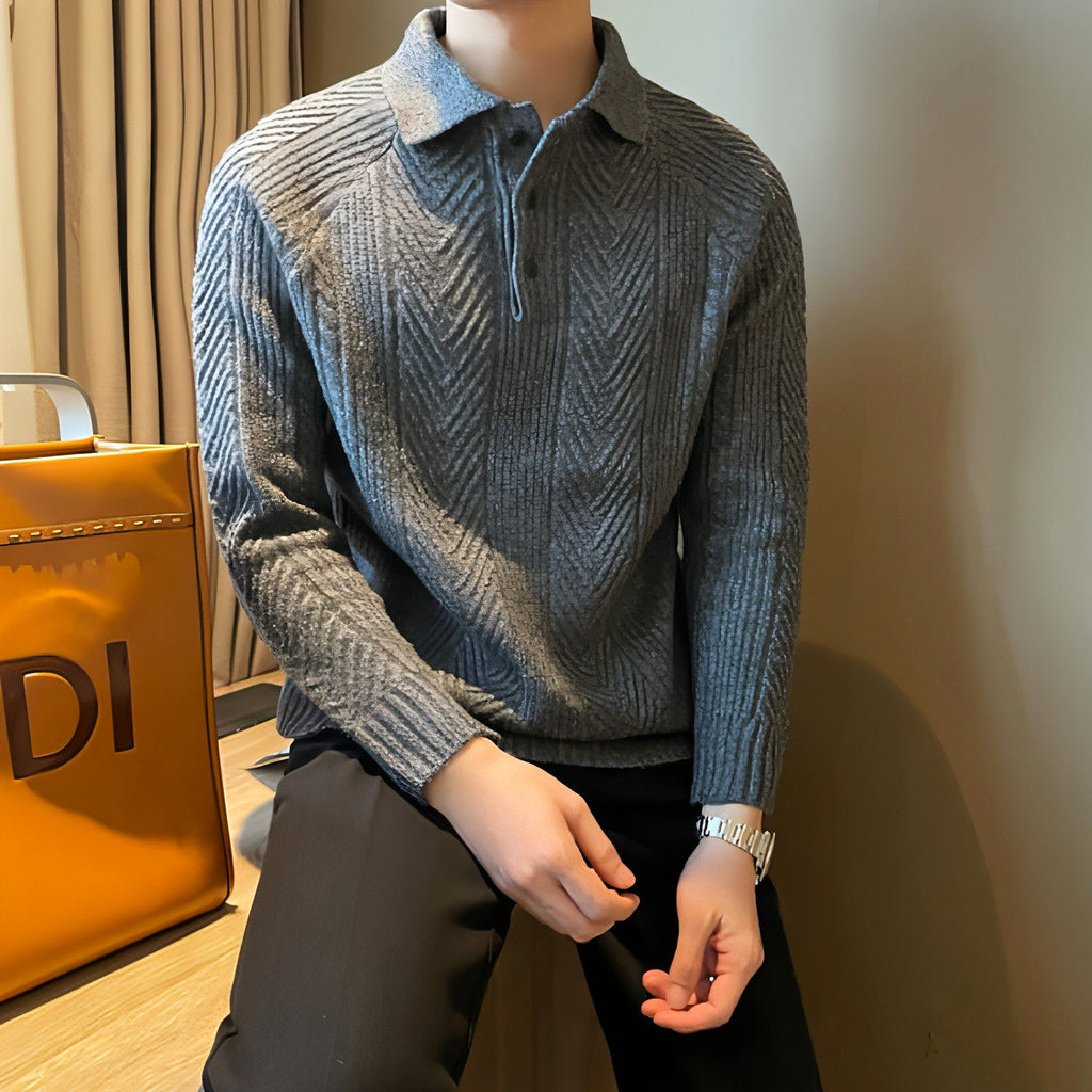 Winter Thermal Base Pullover Men's Sweater Casual Polo Collar Polo Shirt - enhanced image 2