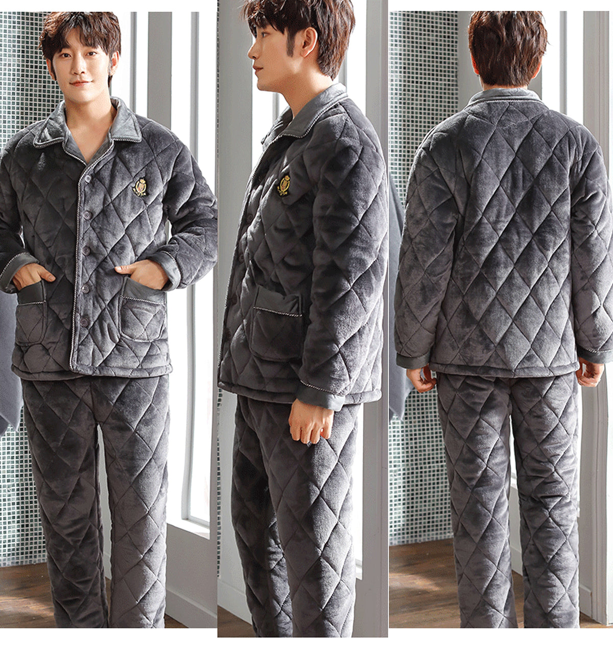 Winter thick men's pajamas - enhanced image 2