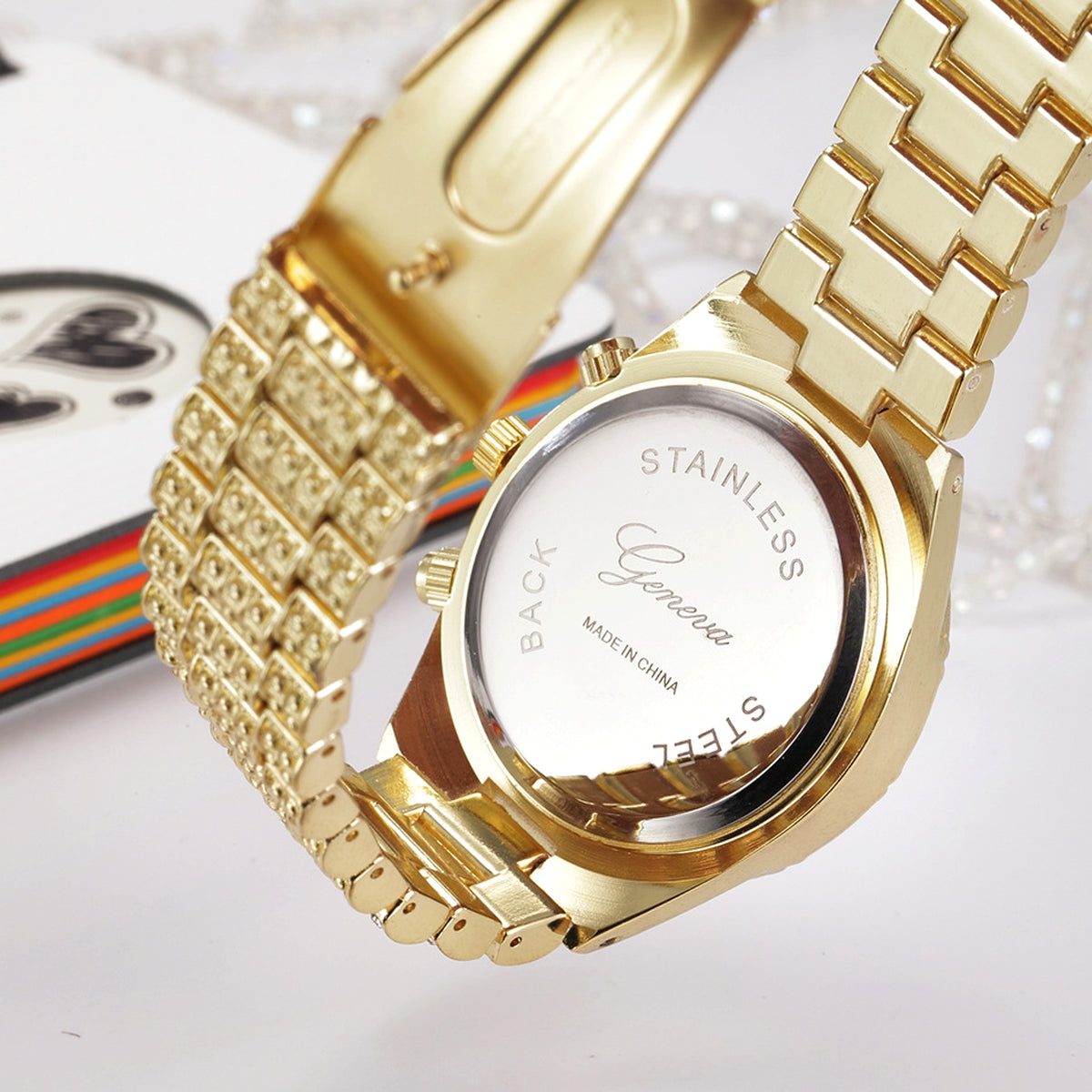LunaGeneva™ – Rose Gold Crystal Iced-Out Quartz Watch Women - enhanced image 2