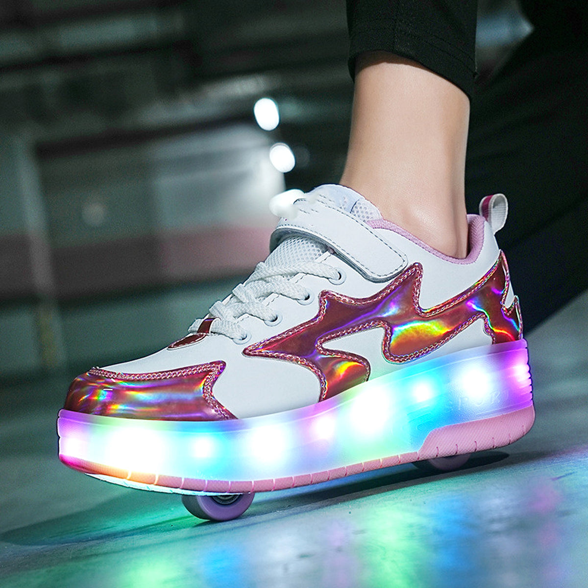Women Fashion Removable Charging With Lights Light-emitting Roller Skates - enhanced image 2