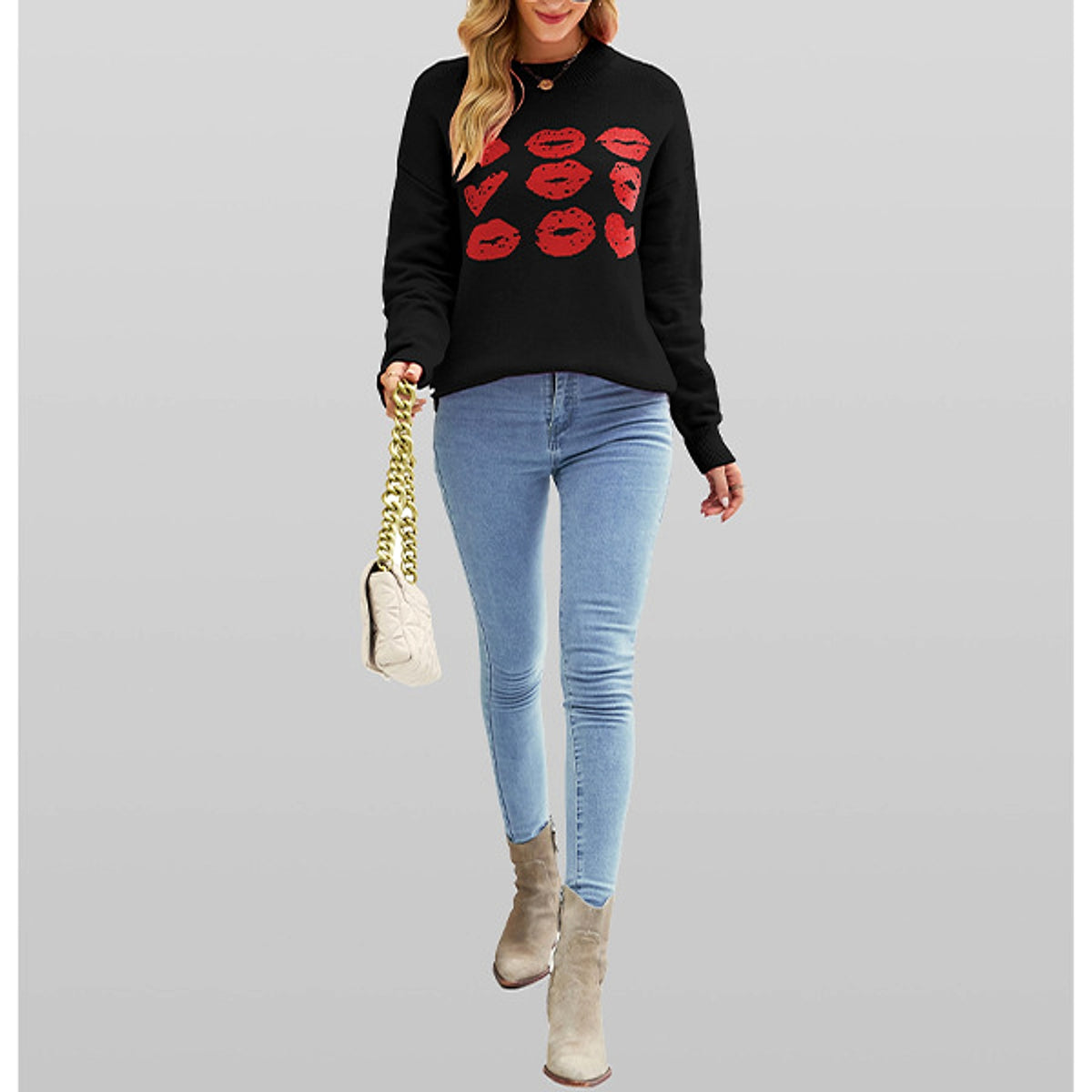 Women Love Lips Sweater - enhanced image 2