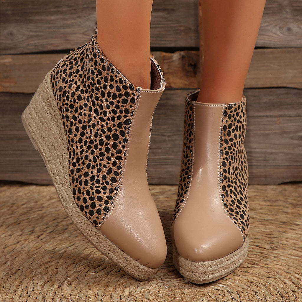 Women's Color-block Wedge Boots - enhanced image 2