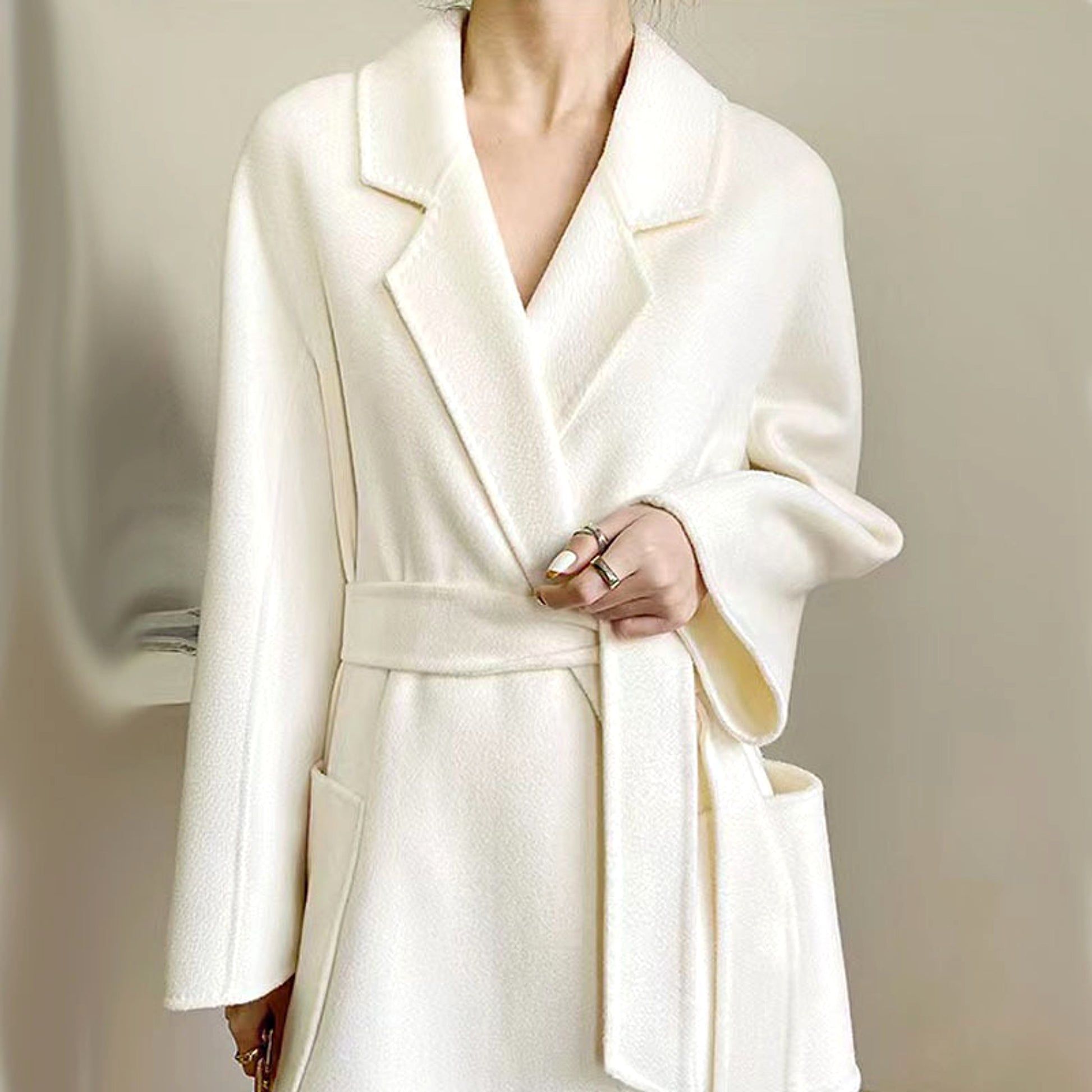 Women's Fashion Double-Sided Cashmere Water Ripple Coat – Luxury & Versatility - enhanced image 2