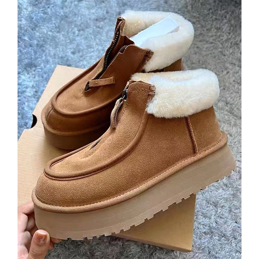 Women's Fashion Front Zipper Wool Boots - enhanced image 2