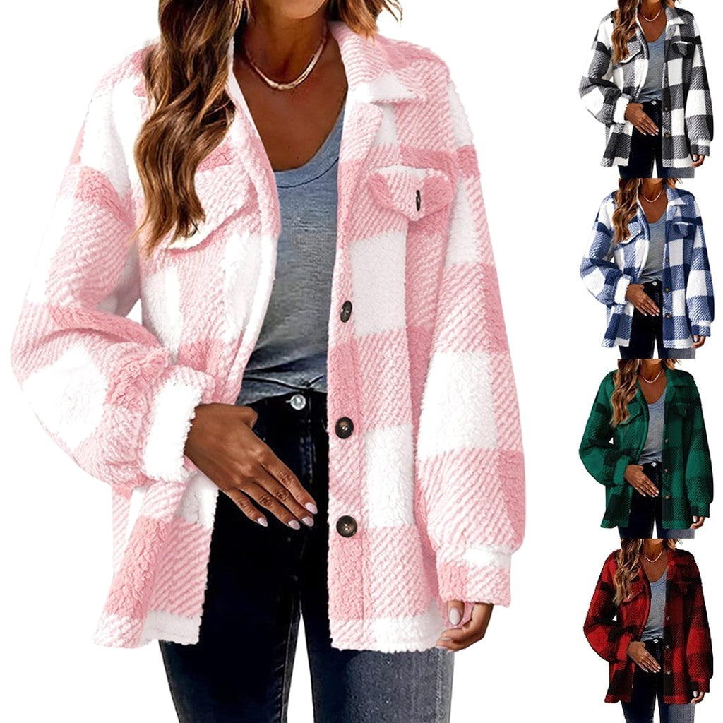 Women's Fashion Jacket Button Plush Coat - enhanced image 2