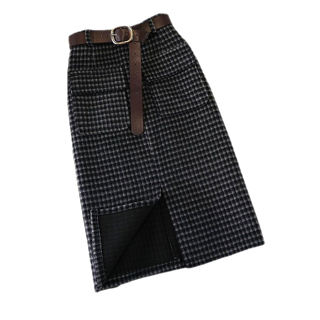 Women's Fashion Mid-length Woolen Skirt - enhanced image 2