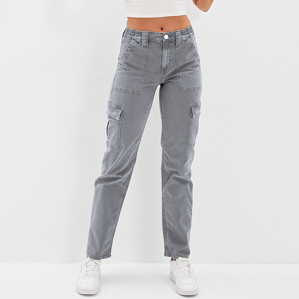 Women's Jeans Multi-bag High Waist Wash Straight - enhanced image 2