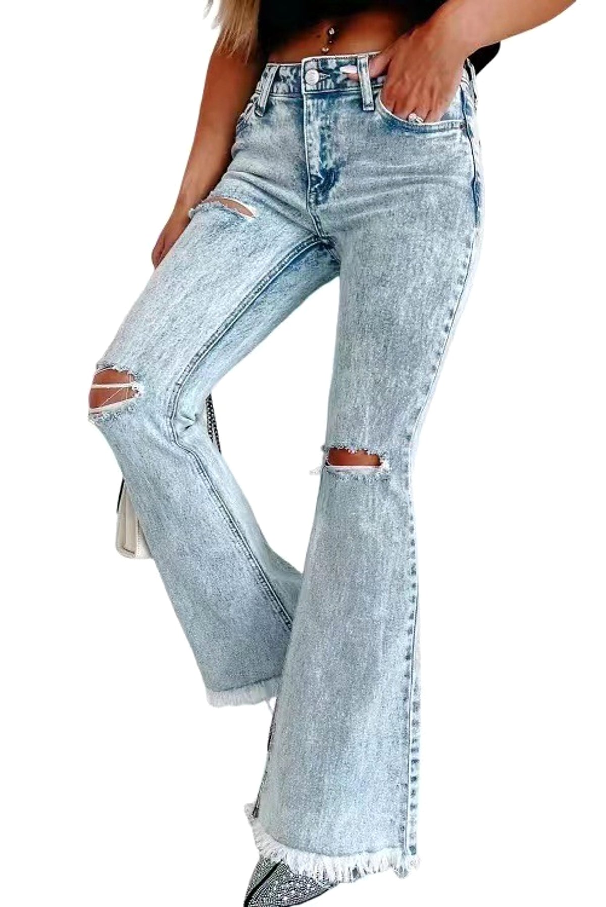 UrbanEase™ – High-Waist Ripped Denim - enhanced image 2
