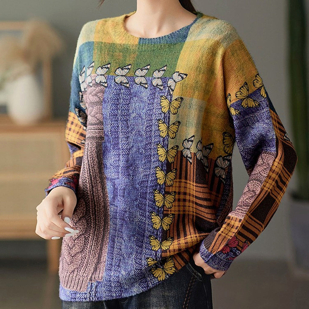 Women's Loose Pullover Round Neck Sweater - enhanced image 2