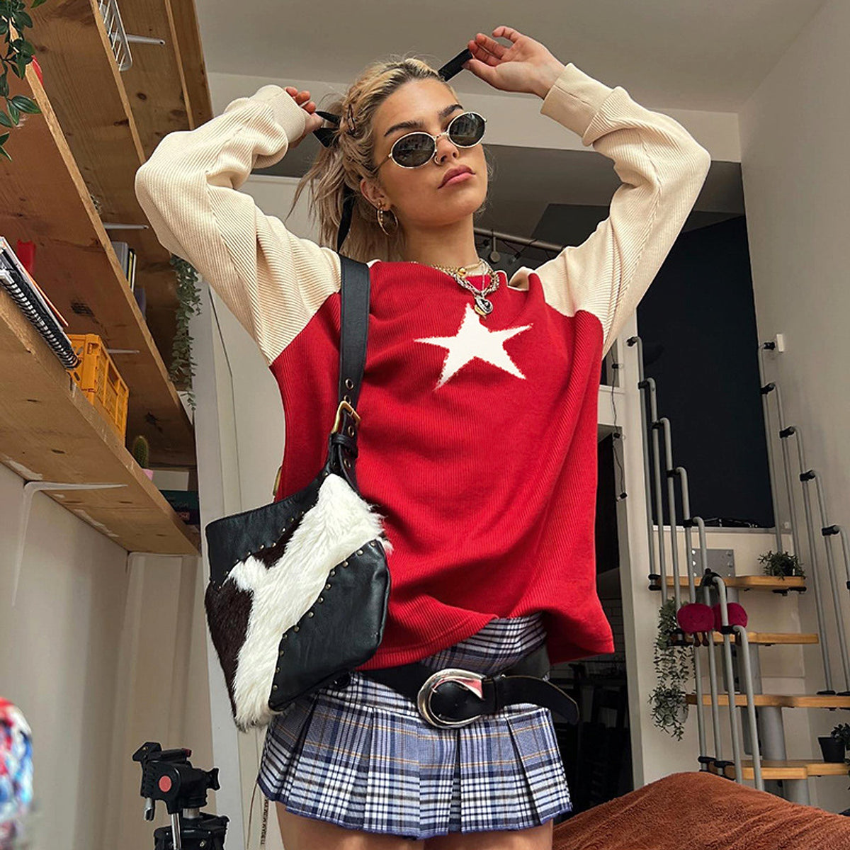 Women's Loose Top Striped Woolen Sweater - enhanced image 2