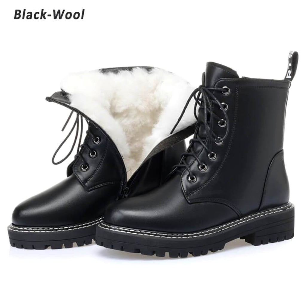 Women's mid-heel platform leather short boots - enhanced image 2