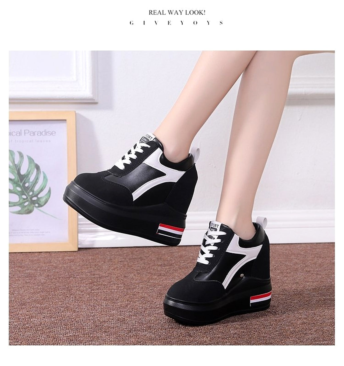 Women's Platform Height Increasing Insole Casual Shoes - enhanced image 2